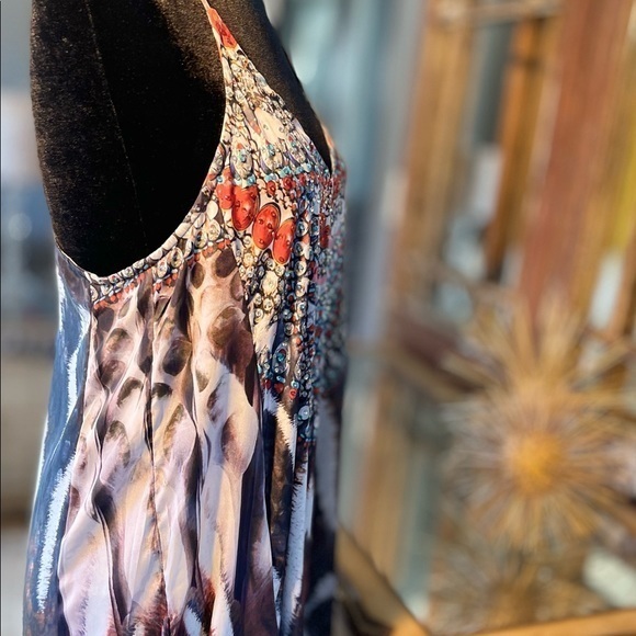 True Colours By La Moda: elegant sequin beaded animal print maxi dress w/pockets - Picture 9 of 14